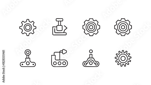 Industrial Gear and Mechanism Icon Group cogwheel machinery