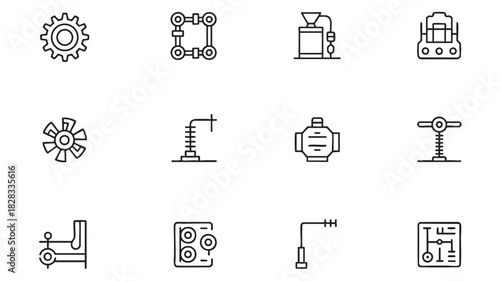 Industrial Machine Parts and Mechanisms Icons gear
