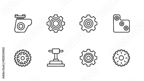 Machine Parts and Gear Icons gears mechanical