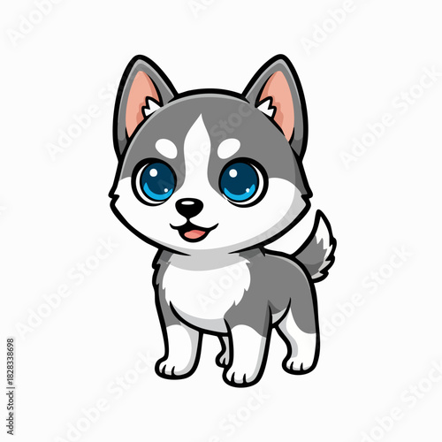 Cute little Siberian husky puppy cartoon illustration