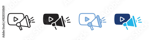 Video marketing icon set multiple style collection