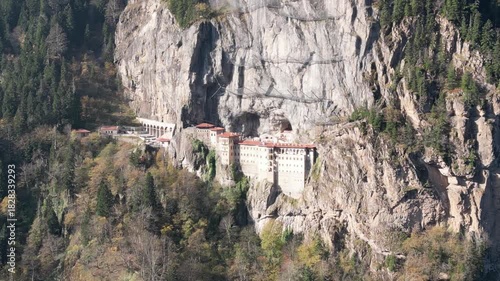 Monastery forest cliff. sumela monastery. High quality photo