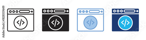 Coding icon set multiple style collection