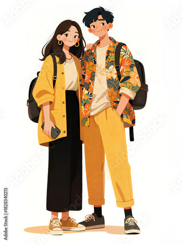 Cheerful Young Couple Ready for Adventure
