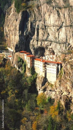Monastery forest cliff. sumela monastery. High quality photo