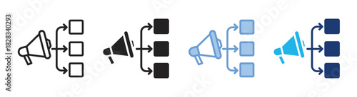 Marketing automation icon set multiple style collection