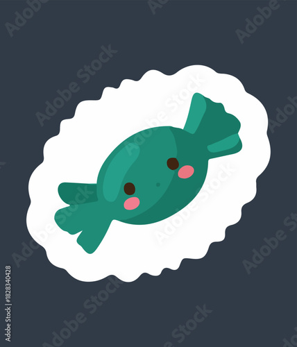 Cute Teal Candy With Pink Cheeks Sticker