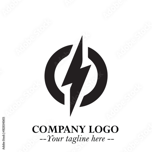 Sleek Electrical Logo Symbol on a Clean White Background for Modern Branding Design Elements Art