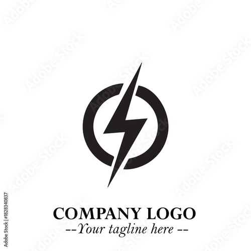 Sleek Electrical Logo Symbol on a Clean White Background for Modern Branding Design Elements Art