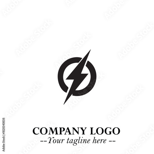 Sleek Electrical Logo Symbol on a Clean White Background for Modern Branding Design Elements Art