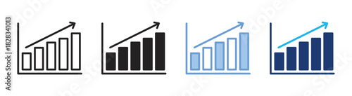 Bar chart icon set multiple style collection