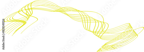 yellow wave-like pattern that gracefully curves across a clean white background. The use of thin, closely spaced lines in the pattern enhances the 
