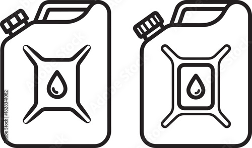 Two identical fuel cans with drop symbol silhouette