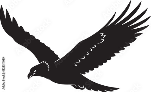 flying eagle side view silhouette vector flat illustration design
