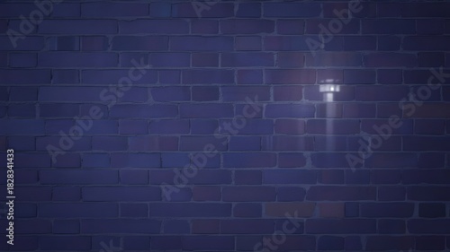 Dark blue nightly realistic brick wall. Navy blue brick background.