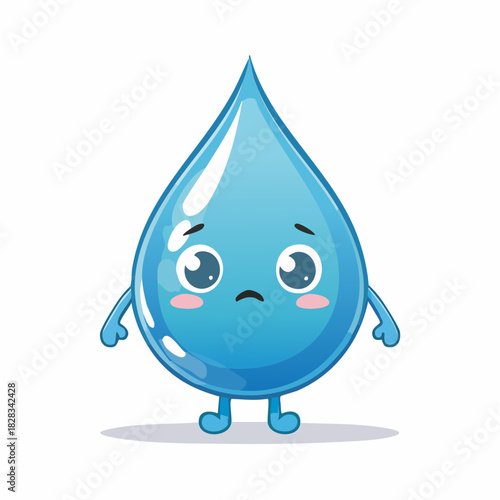 Sad Water Droplet Character Illustration