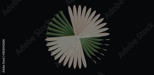  visually striking flower-like arrangement characterized by two sets of petals—one pink and the other green. The petals are arranged radially, 