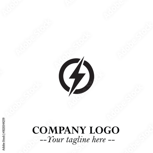 Sleek Electrical Logo Symbol on a Clean White Background for Modern Branding Design Elements Art