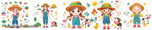 vector image girl wearing a farm costume on a white background
