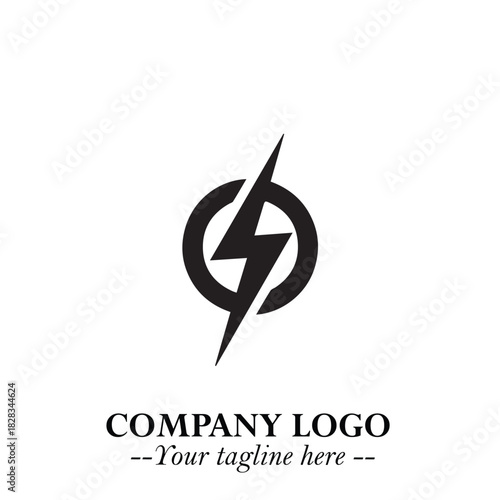 Sleek Electrical Logo Symbol on a Clean White Background for Modern Branding Design Elements Art