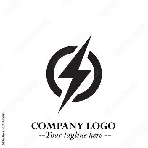 Sleek Electrical Logo Symbol on a Clean White Background for Modern Branding Design Elements Art
