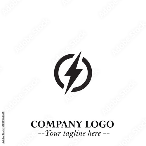 Sleek Electrical Logo Symbol on a Clean White Background for Modern Branding Design Elements Art