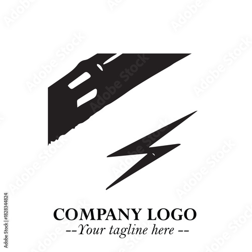 Sleek Electrical Logo Symbol on a Clean White Background for Modern Branding Design Elements Art