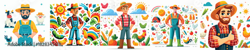 vector image man wearing a farm costume on a white background