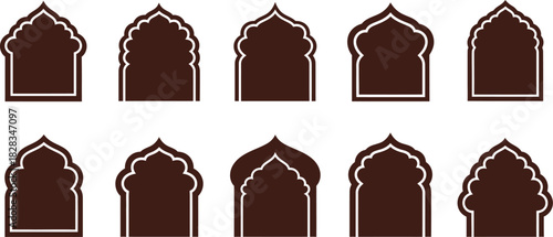 Decorative islamic and indian arch shapes collection design element