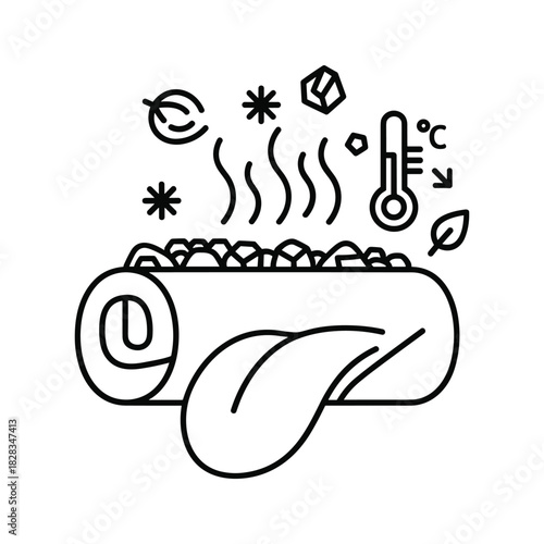 Sauna wellness with hot stone therapy for relaxing spa day, a line art icon for health and wellbeing, promoting balance and stress relief