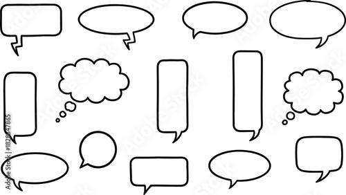 Various speech and thought bubbles outlines for text and ideas