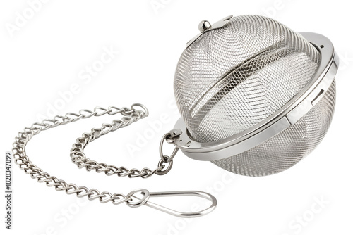 Stainless steel tea infuser with chain and hook for brewing loose leaf tea