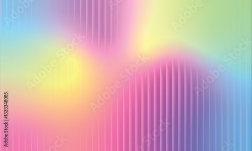 Iridescent neon gradient background with subtle vertical lines.