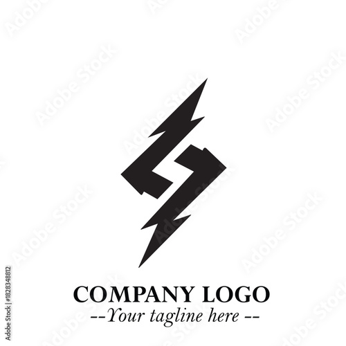 Sleek Electrical Logo Symbol on a Clean White Background for Modern Branding Design Elements Art