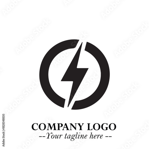 Sleek Electrical Logo Symbol on a Clean White Background for Modern Branding Design Elements Art