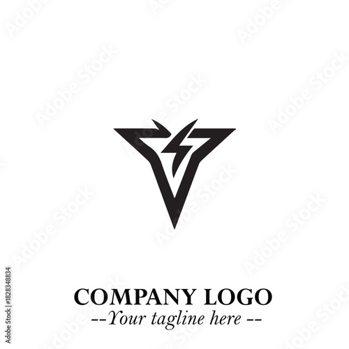 Sleek Electrical Logo Symbol on a Clean White Background for Modern Branding Design Elements Art