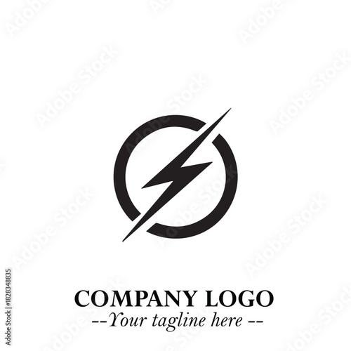 Sleek Electrical Logo Symbol on a Clean White Background for Modern Branding Design Elements Art