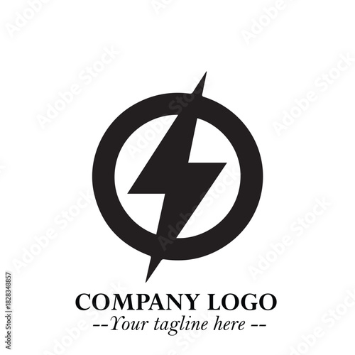 Sleek Electrical Logo Symbol on a Clean White Background for Modern Branding Design Elements Art