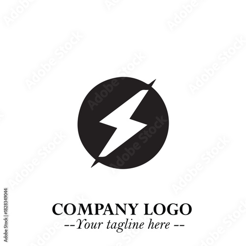 Sleek Electrical Logo Symbol on a Clean White Background for Modern Branding Design Elements Art