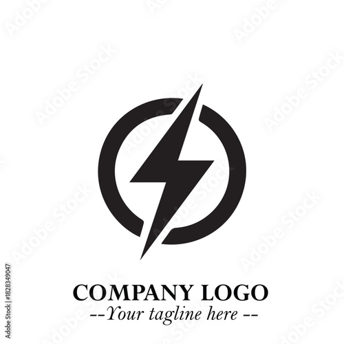 Sleek Electrical Logo Symbol on a Clean White Background for Modern Branding Design Elements Art