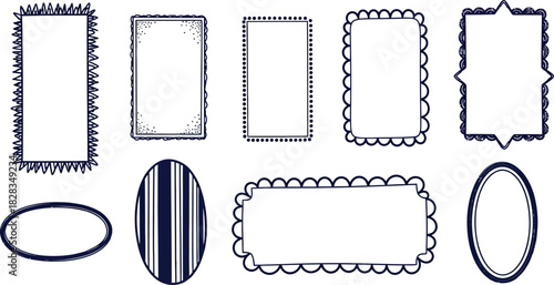 Collection of ornamental frames and borders for various designs.