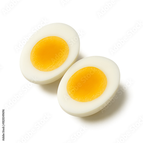 Two Halved Boiled Eggs With Bright Yellow Yolks Healthy Breakfast Protein Source