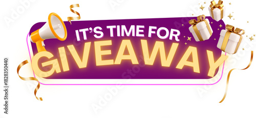Cartoon Fun Giveaway Announcement with Gift Boxes and Megaphone Graphic