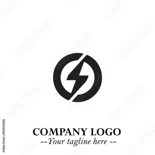 Sleek Electrical Logo Symbol on a Clean White Background for Modern Branding Design Elements Art