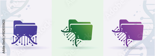 DNA helix with folder logo files documents archive management technology science icon
