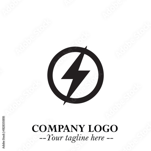 Sleek Electrical Logo Symbol on a Clean White Background for Modern Branding Design Elements Art