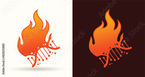 DNA helix with fire flame logo energy hot safety emergency rescue icon
