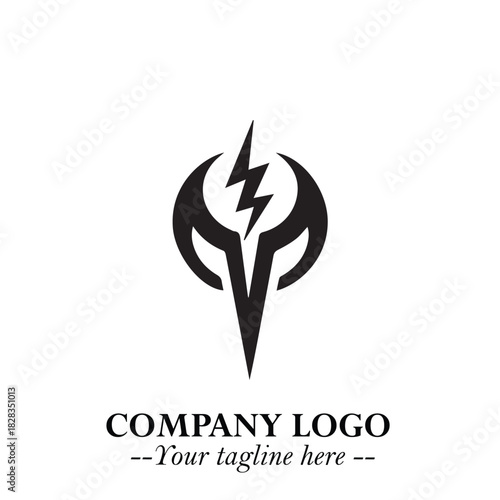 Sleek Electrical Logo Symbol on a Clean White Background for Modern Branding Design Elements Art