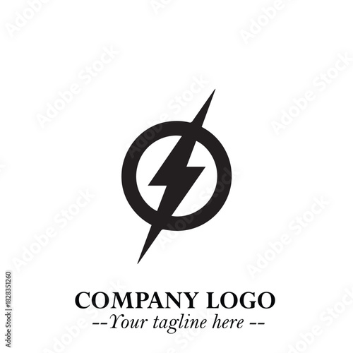 Sleek Electrical Logo Symbol on a Clean White Background for Modern Branding Design Elements Art
