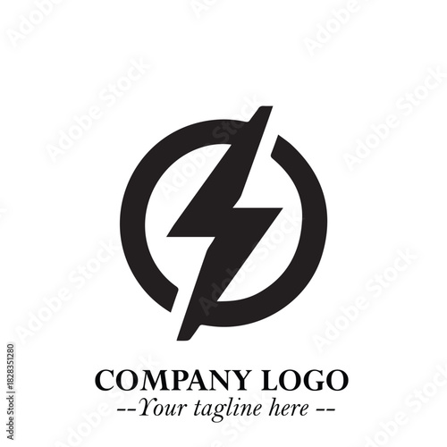 Sleek Electrical Logo Symbol on a Clean White Background for Modern Branding Design Elements Art